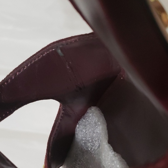 Bebe Burgundy with gold accents platform Heels size 6 - Picture 9 of 10